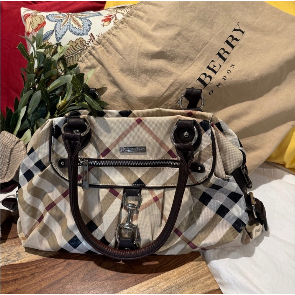 BURBERRY | Beige & Brown Plaid Satchel One Size